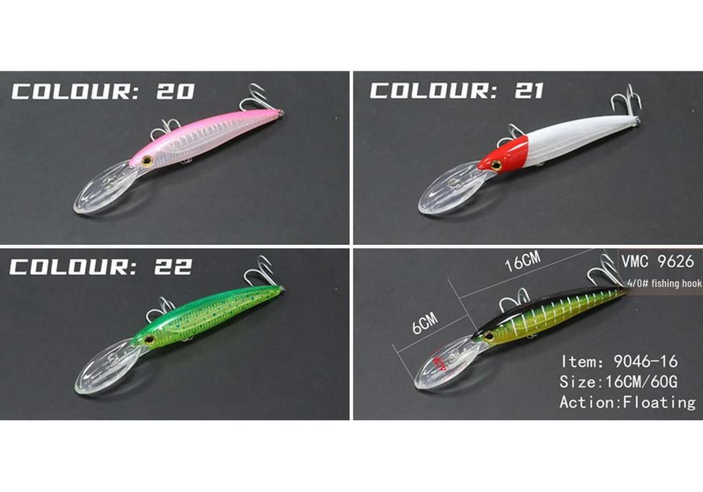 Große Minnow-Köder zum Angeln - Grüne Makrelen-/Thunfischköder, 16CM, 14CM, 12CM