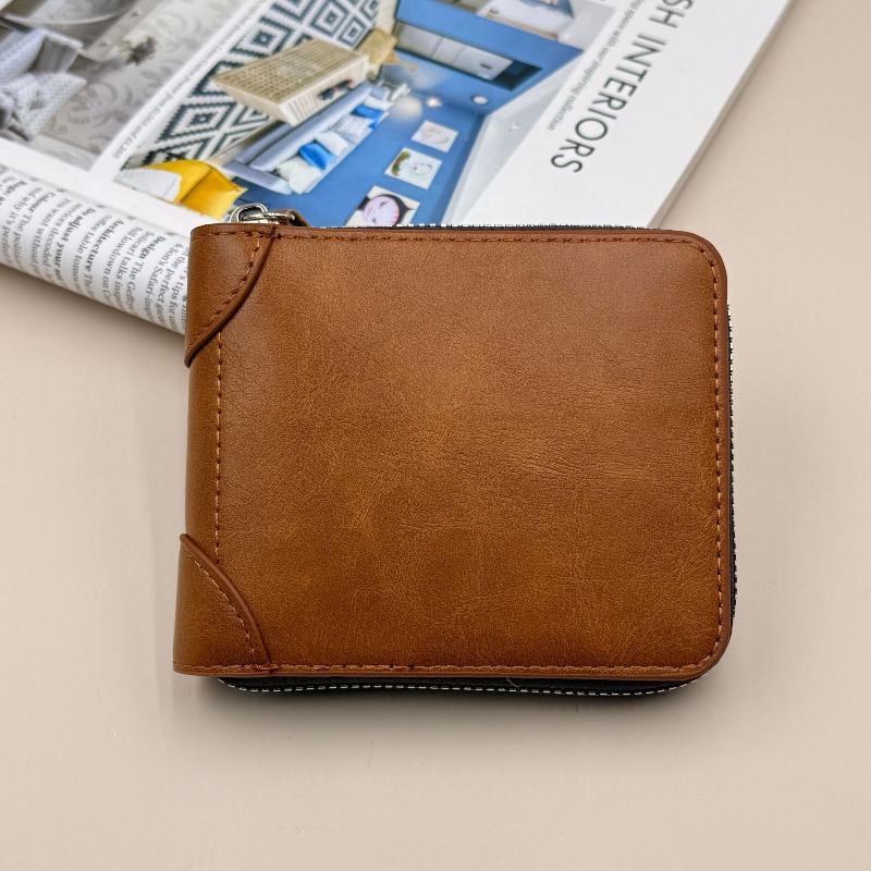 1Pc Men Wallets Leather Zipper Purse Man Slim Card Horders Quality Male Short Multi-Card Wallet Coin Pocket Purse