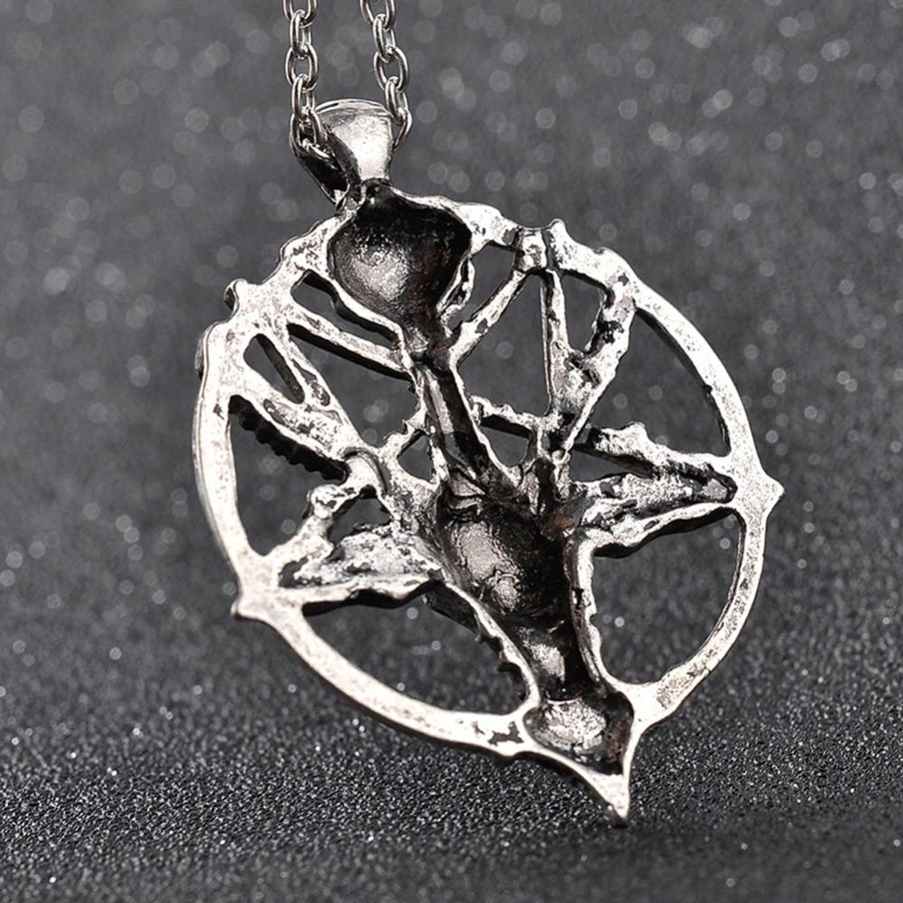 Baphomet Goat Head Pendant Necklace Inverted Pentagram Sigil Laveyan Satanic Jewelry Gothic Accessory