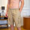 Men Shorts Elastic Waistband Drawstring Large Pockets Cargo Shorts Loose Fit Pure Color Summer Outdoor Sport Shorts