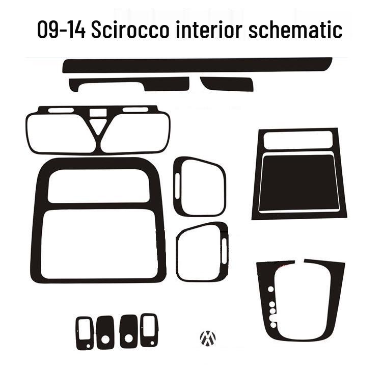 09-14 Scirocco Kohlefaser Schaltkonsolenaufkleber Dekoration