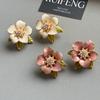 High-end Camellia Pearl Stud Earrings Women's K Real Gold Electroplating Foreign Style Design Light Luxury Niche Mori Earrings