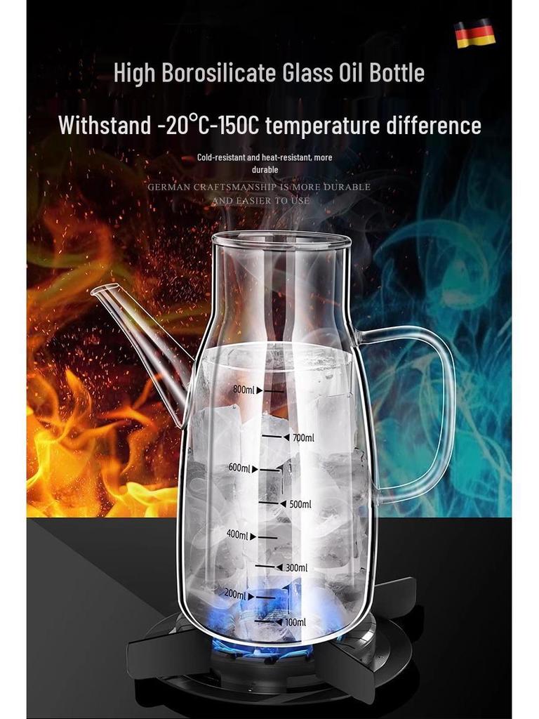 High Borosilicate Non-Drip Glass Oil Pot with Eagle Spout for Oil, Soy Sauce, and Vinegar