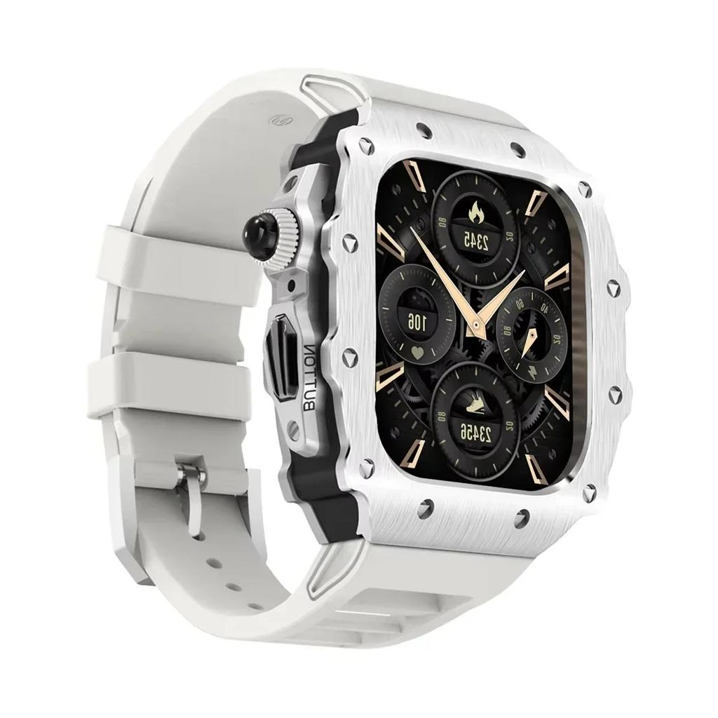 Luxus Metallgehäuse Mod Kit Für Apple Watch S11 10 46MM Edelstahlgehäuse +Silikonband für IWatch Serie 9 8 7 6 5 44mm 45mm