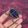 Lapis Lazuli Pendant Copper Wire Wrapped Jewelry Gemstone Pendant Beetle Pendant