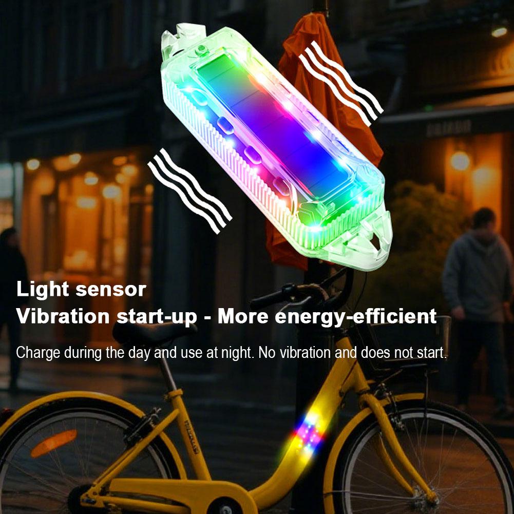 Car Solar Warning Flash Red Blue Flashing Light Night End Light Motorcycle Collision Light Running Waterproof Anti Rear Col J4J4