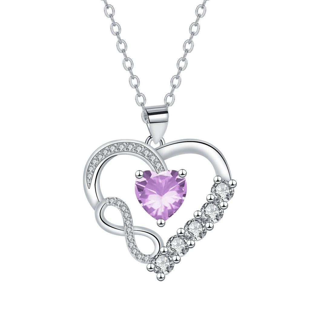 Infinity Heart Diamond Necklace for Women - European and American Style
