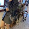 Leopard Print Faux Fur Shoulder Bag Vintage Women Plush Warm  Adjustable Strap Crossbody Bag CLE