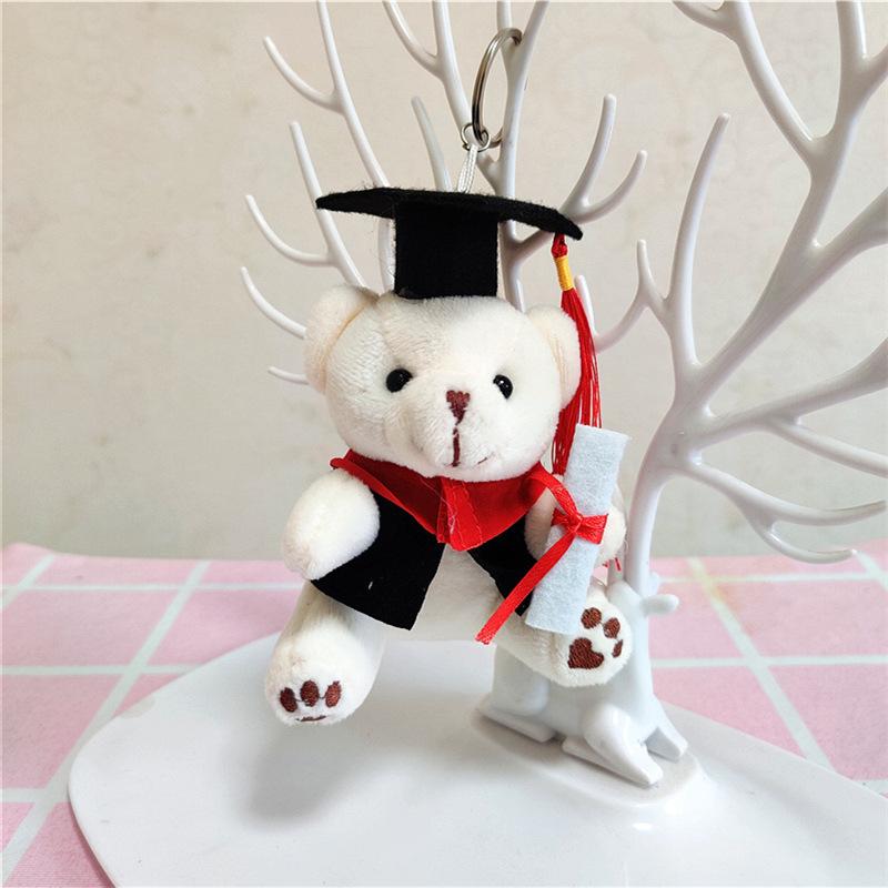 Doctor Bear Plush Toy Reading Bear Doll Keychain Pendant Student Graduation Memorial Small Gift Doll