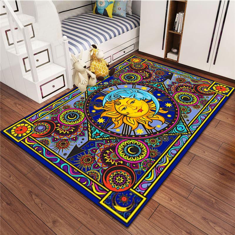 1Pc Sun and Moon Print Rug - Home Decoration Carpet For Living Room Bedroom Flooring Computer Chair Area Rug
