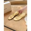 Sheepskin Heel Height 6cm Slippers Women's Summer Toe Outer Wear Thin Band Wedge Herringbone Cool Slippers
