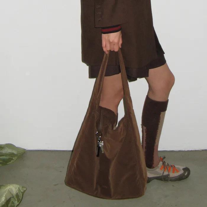[3rd Reorder: Immediate Shipment] 0007 Layered Pouch Hobo Bag_Corduroy Brown