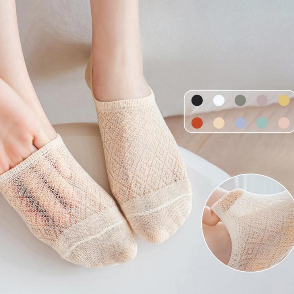 1/5pairs Women's Summer Shallow Invisible Boat Socks Sweat-absorbent Breathable Low-top Socks