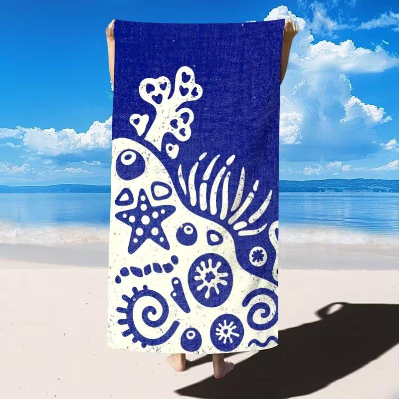 Cartoon Jellyfish Print Beach Towel Soft Quick Dry Absorbent Sand Free Ocean Coral Pattern Towel for Summer Swim Pool Travel