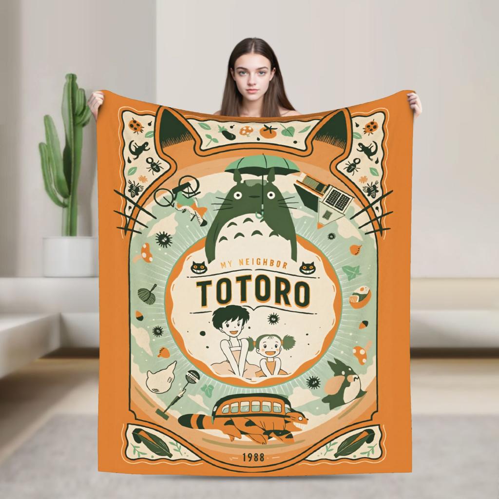 Japanese Blanket T-Totoros Travel Flannel Throw Blanket For Couch Bed Soft Custom DIY Quality Bedspread Gift Idea