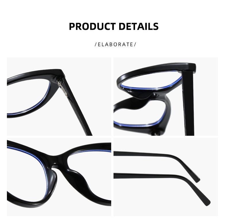 European Fashion Cat Eye Anti-Blue Light Propionate Glasses for Versatile Slimming Effect