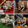 Cake Eating Skeleton Ornaments Skeleton Girl Eating Cake Figurine for Halloweens Party Decoration
