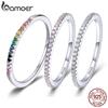 925 Sterling Silver Full Paved Simulated Diamond Stackable Rings, Women Gold Plated Engagement Eternity Bands Colored CZ