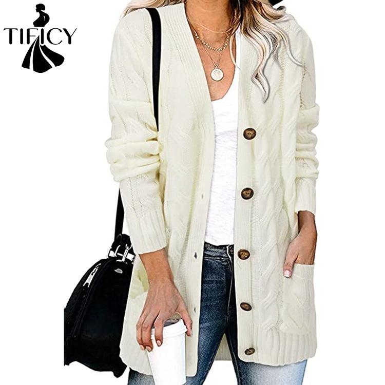 TIFICY Γυναικεία Μόδα Casual Φθινοπωρινά Χειμώνα μονόχρωμα μακρυμάνικα πουλόβερ