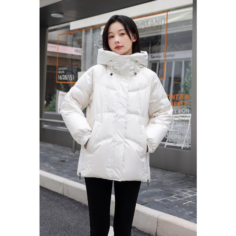

Зимняя пуховая куртка для женщин Повседневная свободная куртка с капюшоном Толстое теплое пальто S белый