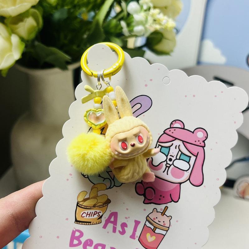 Flocking Mini Yoga Keychain Doll Bag Pendant Cute Schoolbag Gift Hanging Keychain