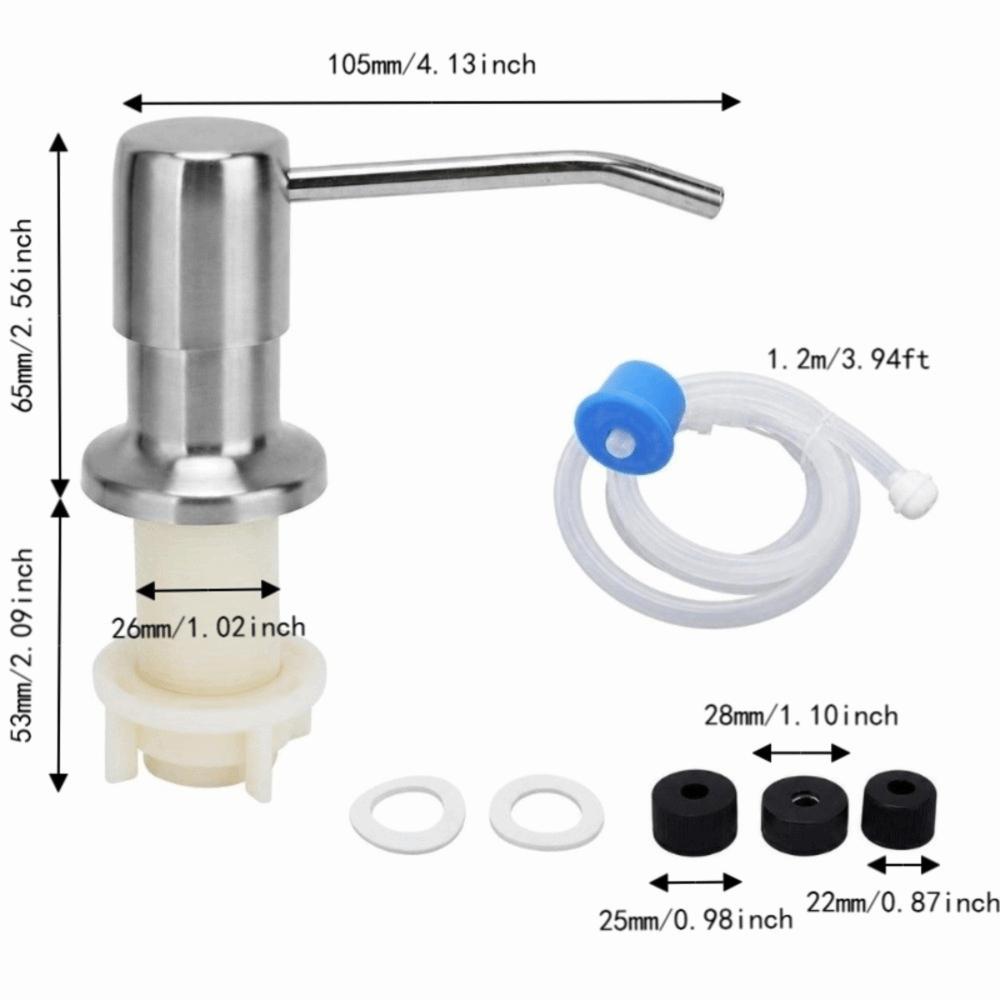 Extension Tube 3.94ft Soap Pump Head Kit Silicone Tube Built-In Soap Dispenser  Countertop