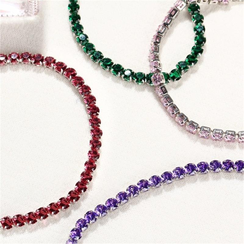 9 Pieces Multicolor Zirconia Elastic Bracelet Set Fashionable Stretch Rhinestones Handchain Jewelry for Women Girls
