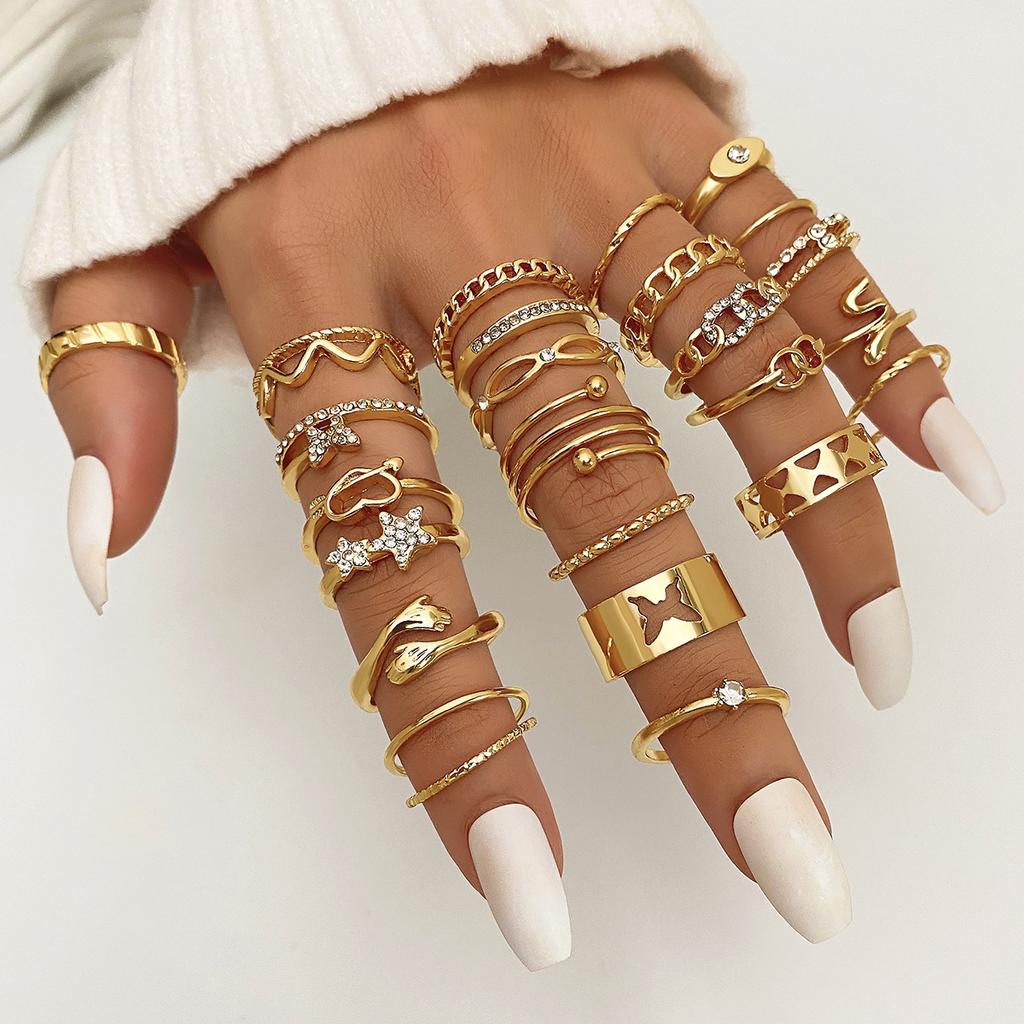 Simple Colored Beach Ring - Retro Butterfly Ring Set Combination