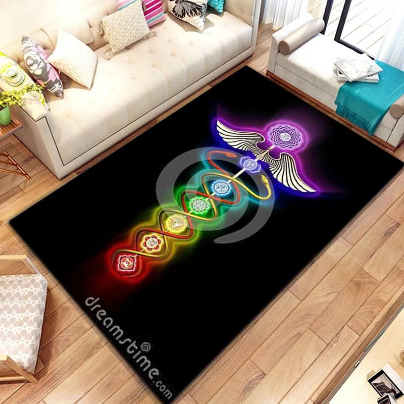 New To Rainbow 7 Chakra Mandala Bohemia Area Rug,Carpet for Living Room Bedroom Sofa Doormat Decor,Yoga Soft Non-slip Floor Mat