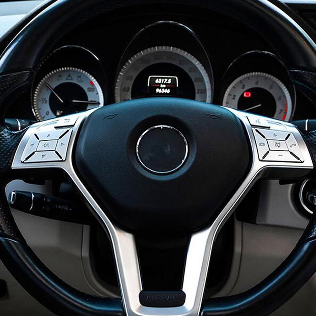 12Pcs Steering Wheel Buttons Sticker Trim Decoration Cover Sticker Replacement for Mercedes-Benz A B C E SLK SL ML GL ClA GlA W176 W212 W204 W246