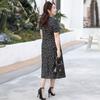 Women's V Neck Short Sleeve Floral Midi Dress Loose Fit Elegant Casual Chiffon Dress