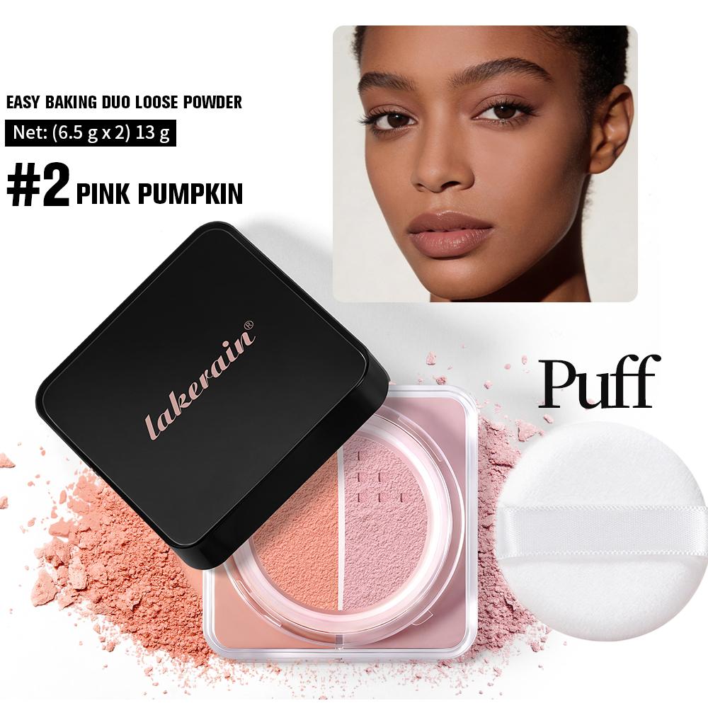 Xiaomi 2 In 1 Bake Loose Powder Brightening&Correcting Duo Brightening Correcting Blurred Pores Matte LongLasting Setting Powder Makeup