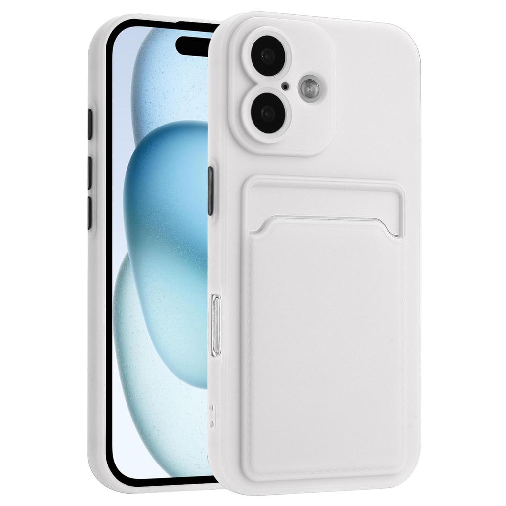 För iPhone 16 Plus Skal Flexibelt TPU Telefonskal med Kortfack på Baksidan
