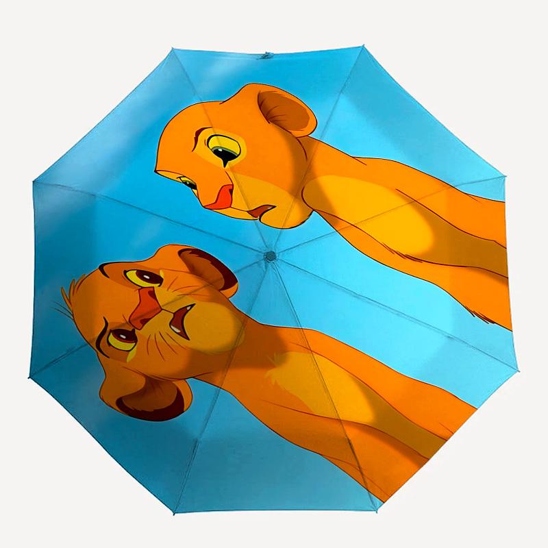 Paraguas Automático de Apertura y Cierre Temático El Rey León Simba Nala, Paraguas Portátil de 8 Varillas de Colores Brillantes, Adecuado para Hombres y Mujeres, Un Regalo Perfecto