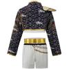 3-teiliges Set Mädchen Koreanischer Stil Pop-Sänger Banduniform Cosplay Outfit Mantel+Weste+Hose Hip Hop Verkleidung Tanzaufführung Kostüm