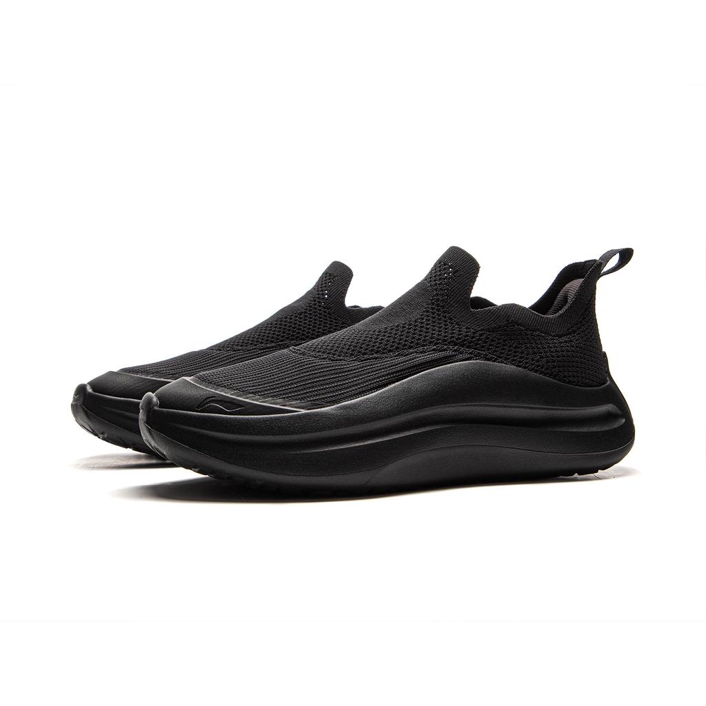 Li Ning Cushioning Slip Resistant Abrasion Resistant Lightweight Low top Casual Shoes Men's Night Black AGLV027-1