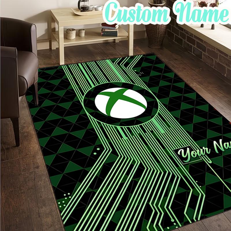 Custom Name Game box Neon Logo Rug, Office Rug, Chair Rug, Carpet for Living Rooms, Doormat Game Rug Home Decor Christmas Gifts