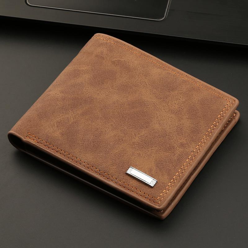 Men's Short Style Multifunctional Leather Wallet with Money Clip