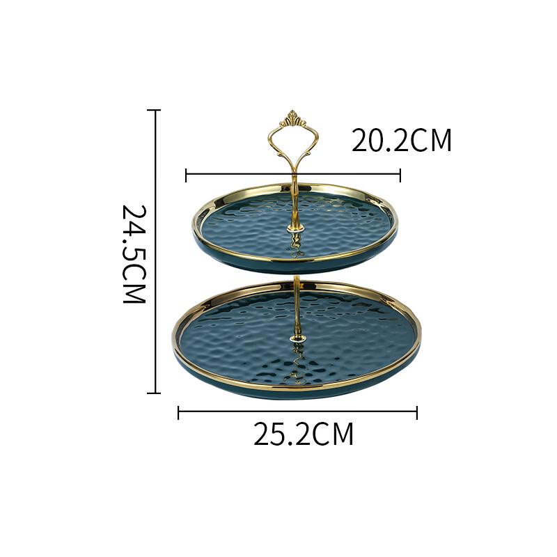 

Dark Green Ripple 3-Tier Ceramic Dessert Stand