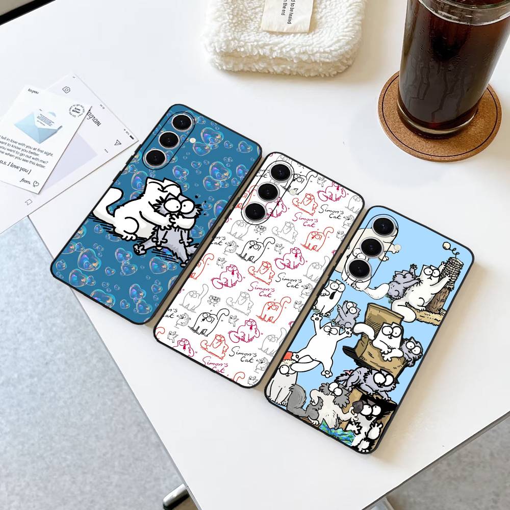 Cute S-Simons Cat Phone Case For Samsung S 24 Fe 25 Ultra Plus 20 Lite 21 30 22 23 24 22 Ultra 5G Fundas