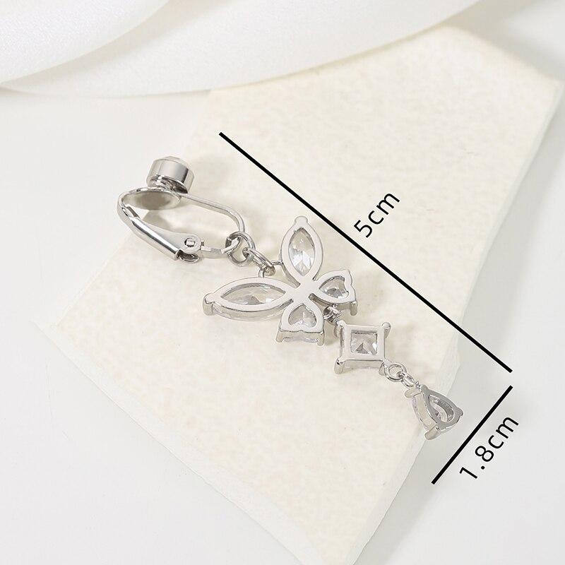 Clip On Belly Button Ring Butterfly Shape Copper Zircon Fake Belly Piercing Umbilical Navel Body Jewelry Trendy Fashion