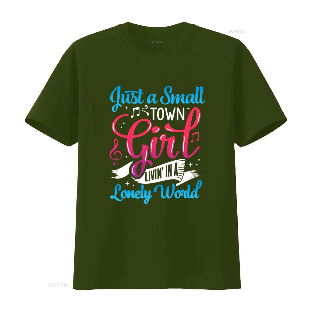 Retro 80s Rock Music Small Town Girl Lyrics Note Print Casual T Shirt Vintage Versatile Comfortable Designer Clothes