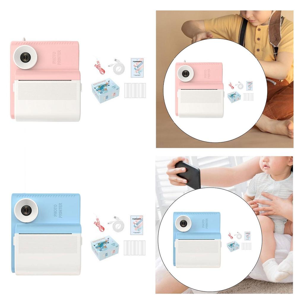 Instant Print Camera for Kids Digital Camera with Lanyard Portable with Paper Rolls Instant Camera for Teens Christmas Photo