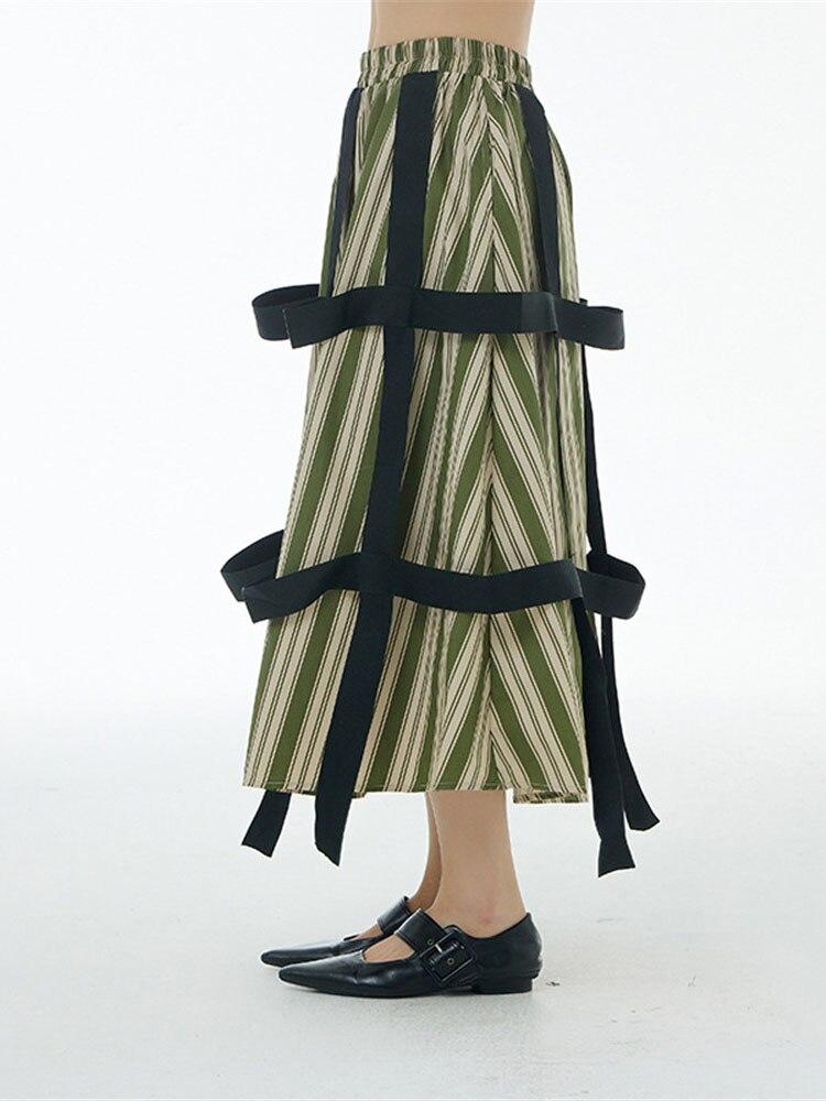 Xitao Quastenrock Mode elegant gestreift WLD8388