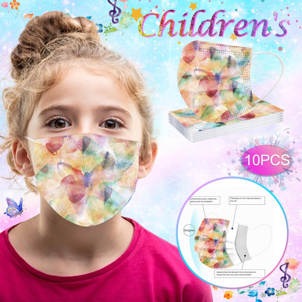 10PC Children's Tie-dyed Disposable Industrial Three Layer Face Mask