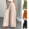 Women's Wide Leg Pants with Front Seam and Waist Button, Multiple Colors
