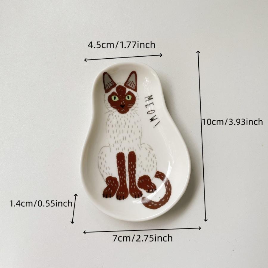 1/3pcs Ceramic Dessert Sauce Dish Japanese Tableware Creative Cute Cartoon Lucky Cat Pattern Water Drop Shape Fruit Sushi Plates