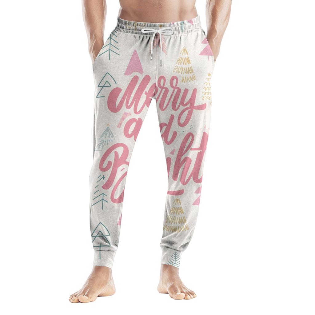 Men's Drawstring Pocket Casual Pants, Checkered Striped Printed Pocket Casual Pants, Home Sleeping Pants