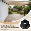 Black Metal Square Post Flange Base Anchors 4 Pcs 2X2 Deck Fence Rail Floor Mount Brackets, Heavy Duty