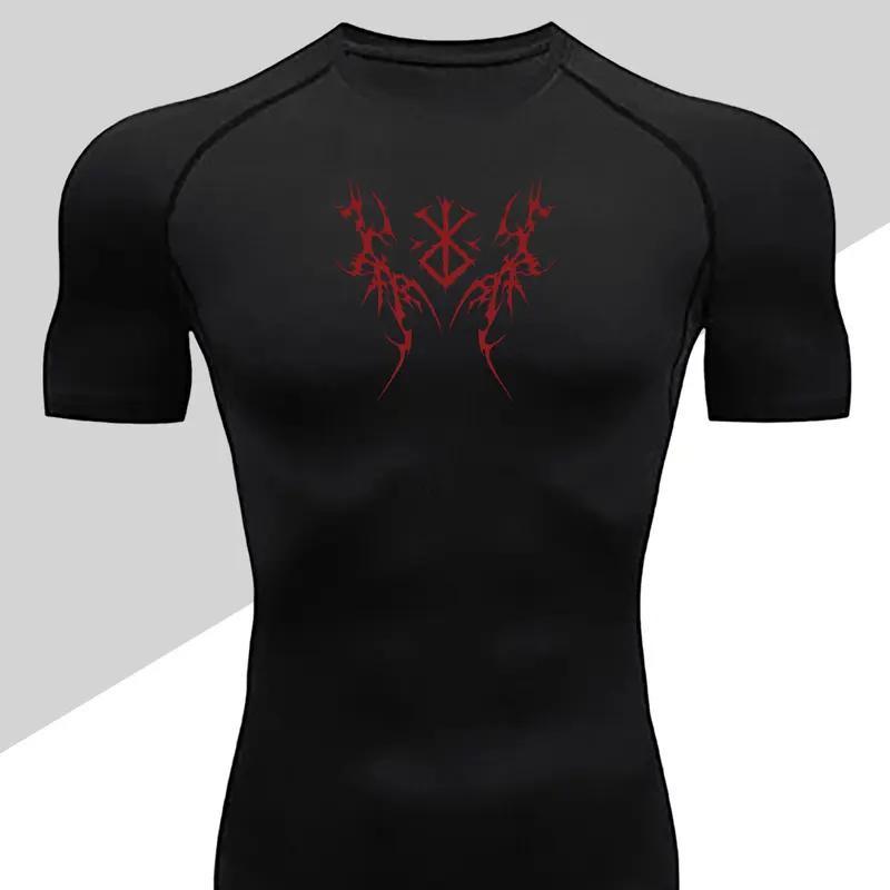 2D printed T-shirt men's summer two-piece sportswear running T-shirt elastic quick-drying sports top sports fitness shirt men's